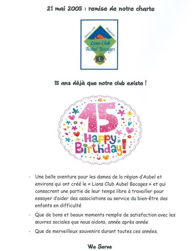 2020 - aubel bocages - 15 ans